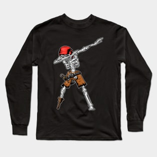 Dabbing Pirate Skeleton Skull Long Sleeve T-Shirt